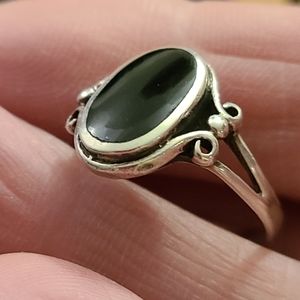 Onyx & Sterling Oval Ring  Size 6 1/4